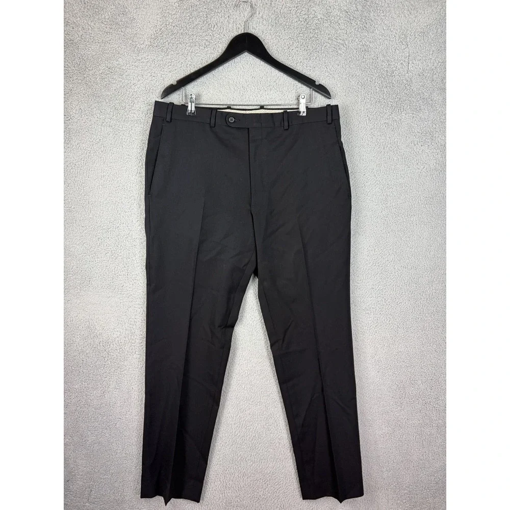 Britches Dress Pants Mens 36x32 Black Acetate Lined Flat Front Classic Business